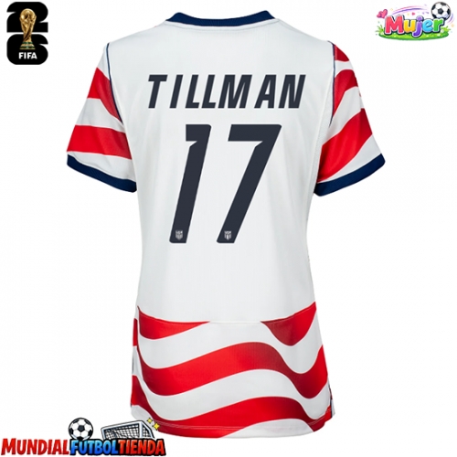 Camiseta Estados Unidos Malik Tillman #17 Primera Equipación Replica Mundial 2026 para mujer mangas cortas